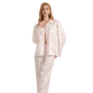 Satin three-piece pajamas set