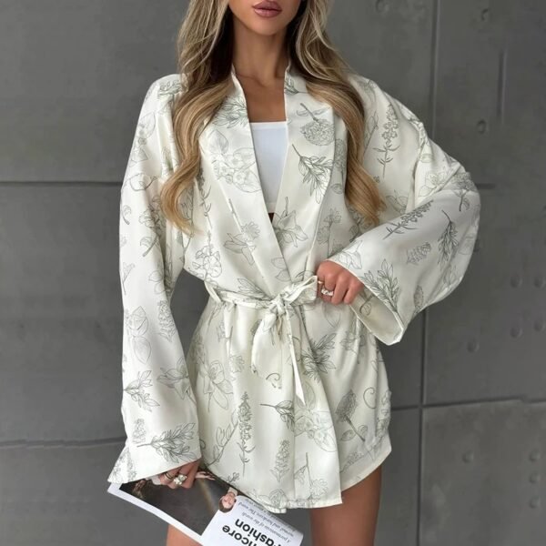 Printed two-piece robe set