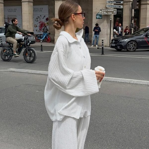 women's two piece skin friendly pajama set with long sleeves and long pants pinstarpajama