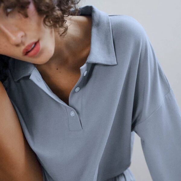 loose and comfortable long sleeve & shorts pajama loungewear pinstarpajama