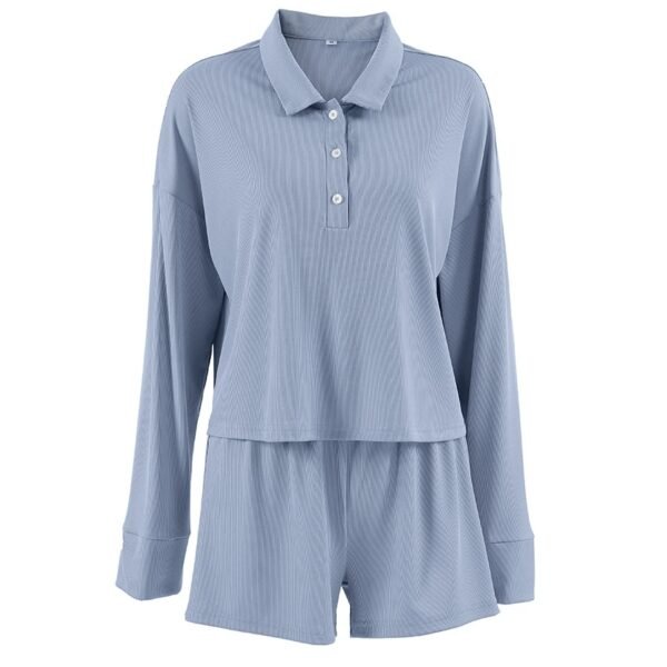 loose and comfortable long sleeve & shorts pajama loungewear pinstarpajama