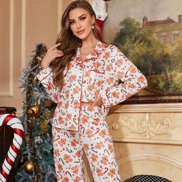 cartoon two piece pajama set christmas and new year with a cute style pinstarpajama
