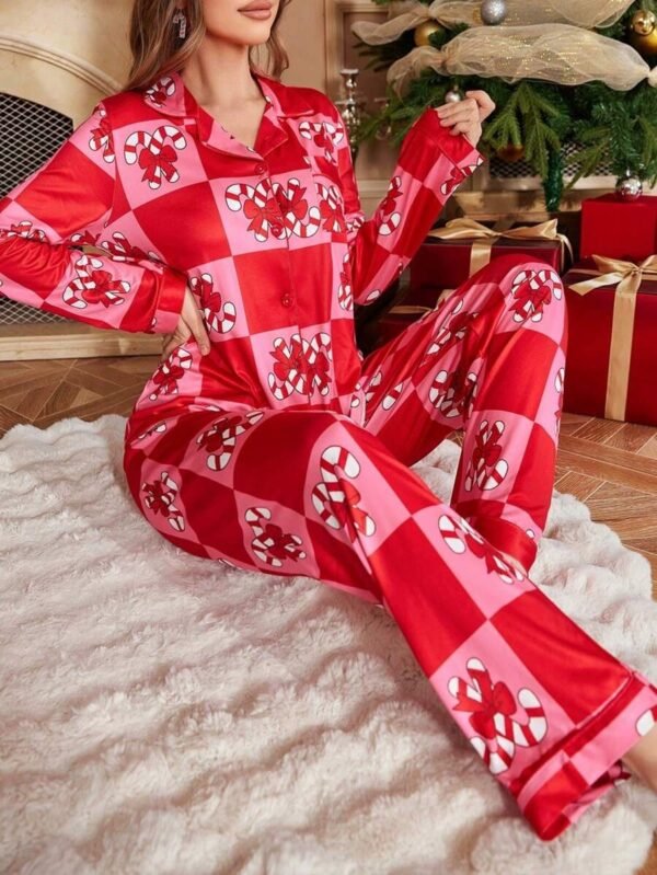 cartoon two piece pajama set christmas and new year with a cute style pinstarpajama