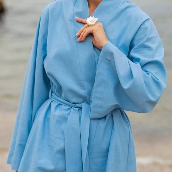 bathrobe 100% cotton long sleeve and shorts two piece pajama set, customizable