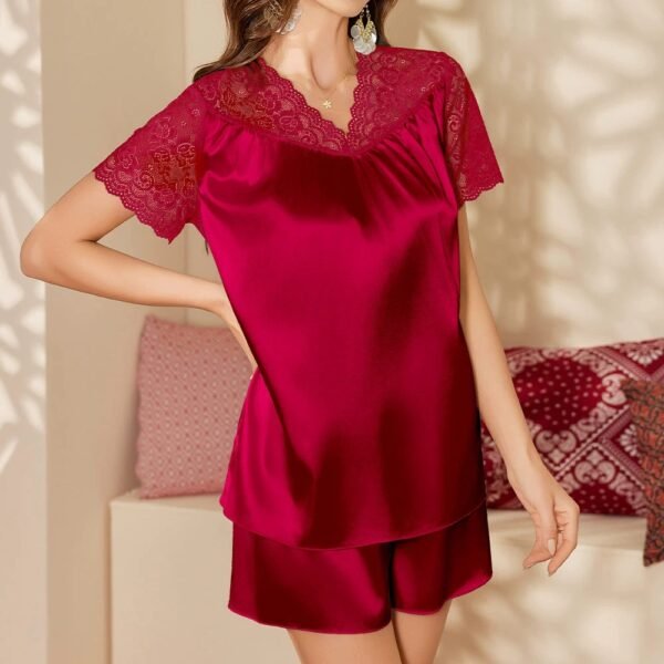 short sleeve and shorts lace pajama set customizable pinstar pajama