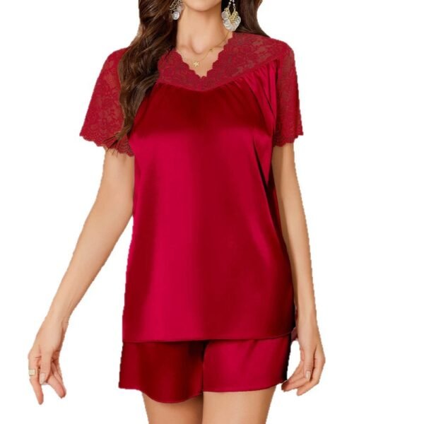 short sleeve and shorts lace pajama set customizable pinstar pajama