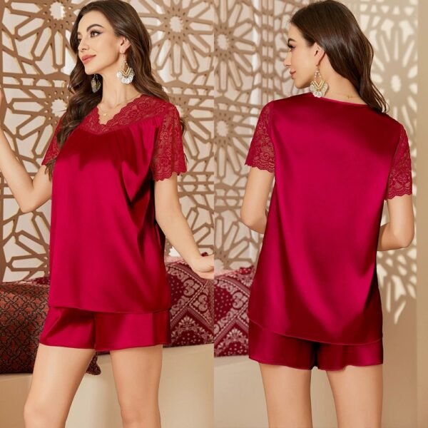 short sleeve and shorts lace pajama set customizable pinstar pajama
