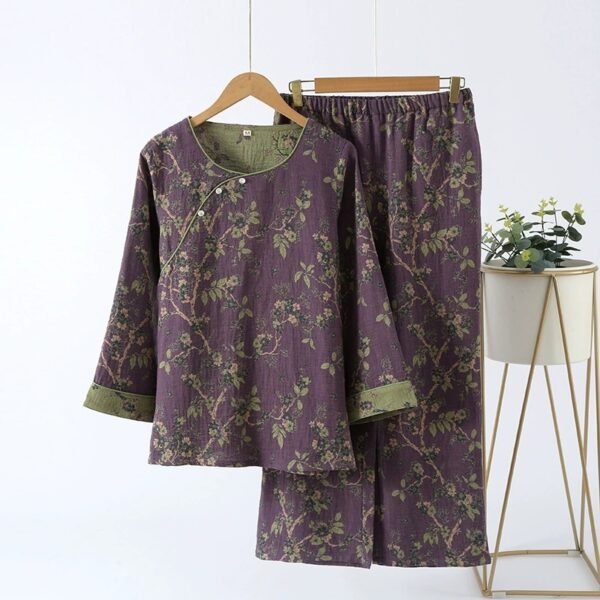 kurta chinese style pajma for women 100% cotton pajama set pinstar
