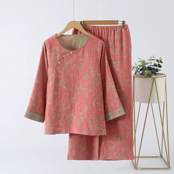 kurta chinese style pajma for women 100% cotton pajama set pinstar