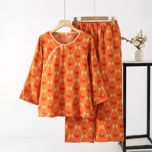 kurta chinese style pajma for women 100% cotton pajama set pinstar