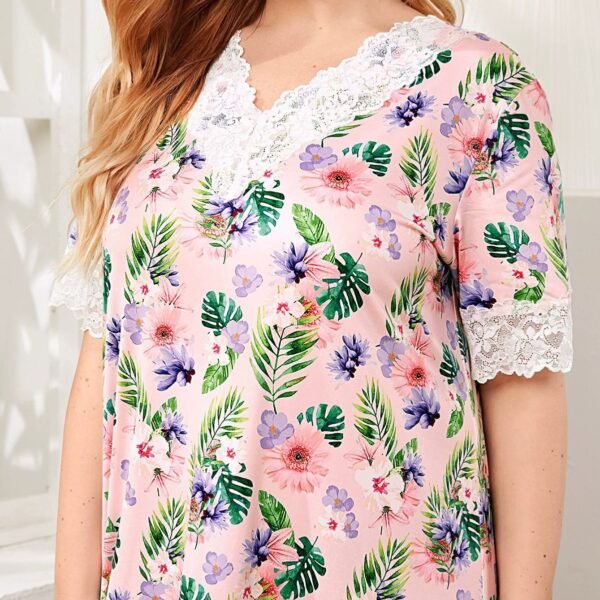 plus size short sleeved nightdress with lace trim this pajama style is customizable