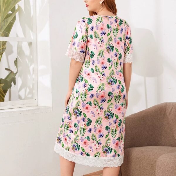 plus size short sleeved nightdress with lace trim this pajama style is customizable