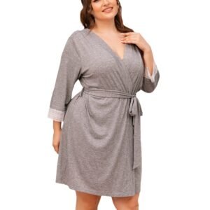 plus size seven sleeve lace trimmed loungewear bathrobes pajama pinstar