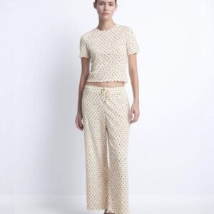 ruffled short sleeve and casual long pants set pinstar pajama