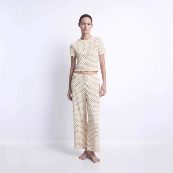ruffled short sleeve and casual long pants set pinstar pajama