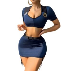 halloween policewoman costume dress night dress pajama sexy wear pinstar