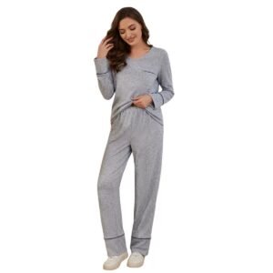autumn and winter casual piyama long sleeve pants loungewear pajamaset customized