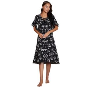 women's short sleeve fringe floral nightdress pinstar customized