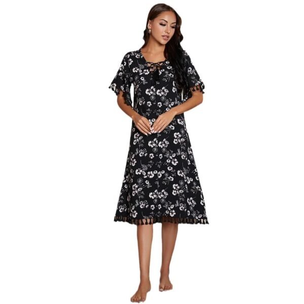 women's short sleeve fringe floral nightdress pinstar customized