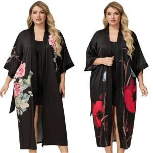 robe floral nightdress short camisole women plus pajamas customized