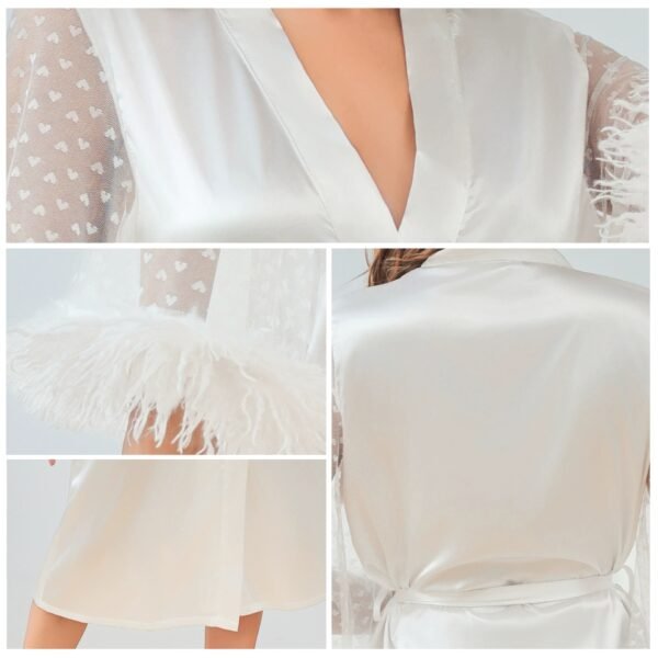 women's glamorous fluffy mesh flare sleeve robe luxe loungewear customized