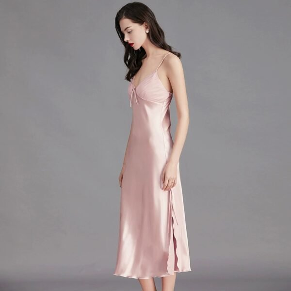 nunubee women negligee satin nightdress soft petticoat spaghetti strap v neck sleepwear nightgown