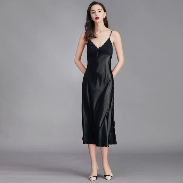 nunubee women negligee satin nightdress soft petticoat spaghetti strap v neck sleepwear nightgown