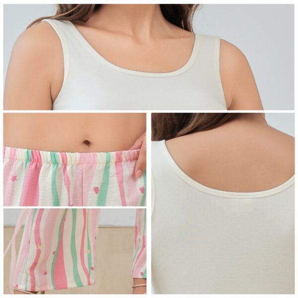 women's striped strap simple casual wide leg pants and vest set customized pinstar