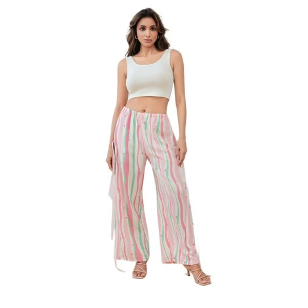 women's striped strap simple casual wide leg pants and vest set customized pinstar