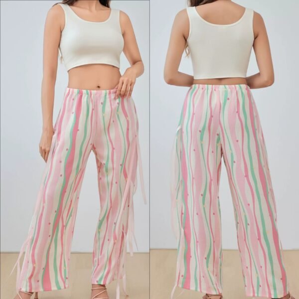 women's striped strap simple casual wide leg pants and vest set customized pinstar