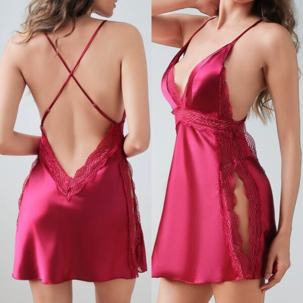 spliced side slit backless women's camisole dress homewear pajama set customized pinstar