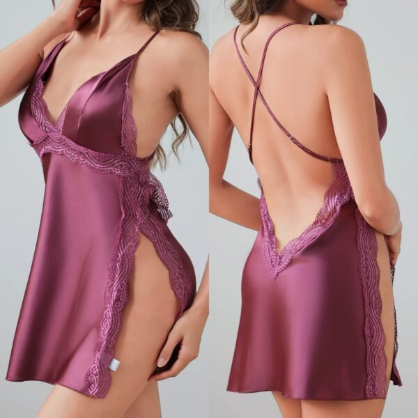 spliced side slit backless women's camisole dress homewear pajama set customized pinstar