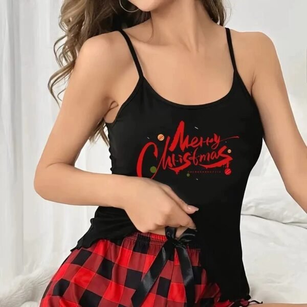 christmas printed camisole with cuffed shorts casual loungewear set customized pinstar