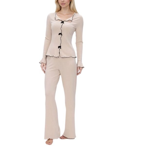 comfortabele pyjama met ruffled cuff lounge set pajama set customized pinstar