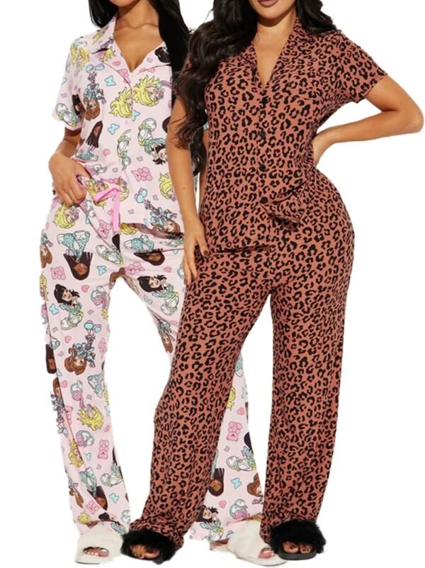 2025 autumn comfortable women's printed open front short sleeve high waist loungewear customized pinstar