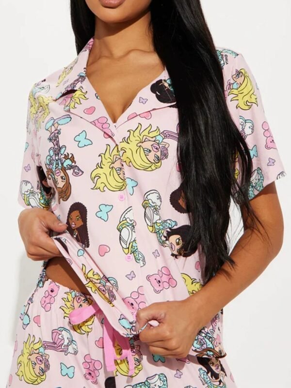 2025 autumn comfortable women's printed open front short sleeve high waist loungewear customized pinstar