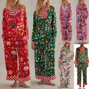 holiday feast long sleeve christmas pyjamas set customized pinstar