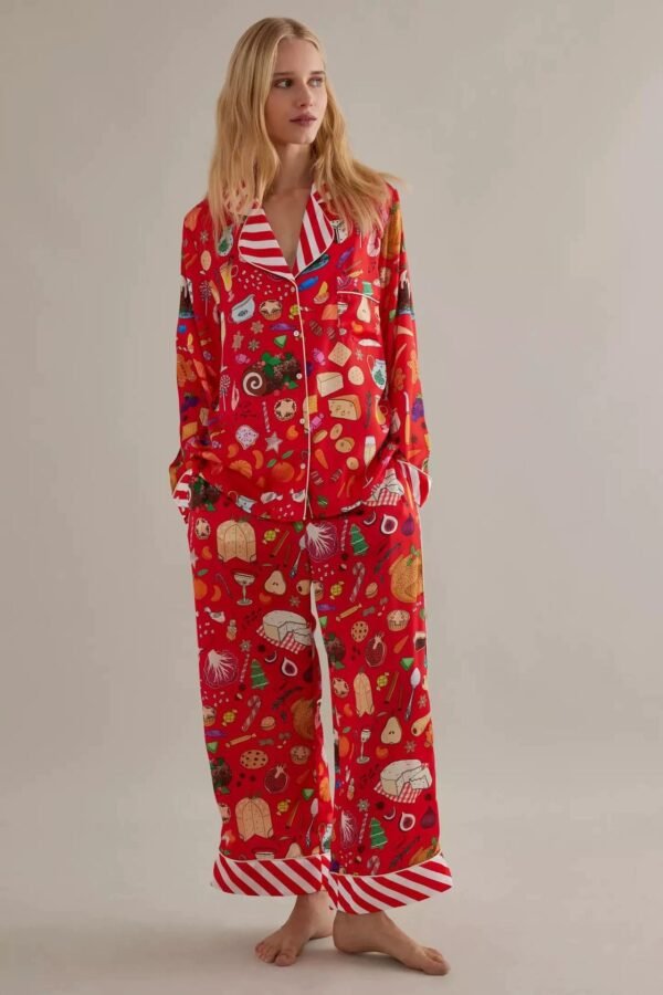 holiday feast long sleeve christmas pyjamas set customized pinstar