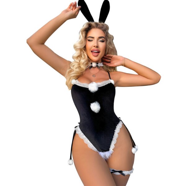 velvet erotic lingerie sexy bunny girl camisole lace one piece customizable