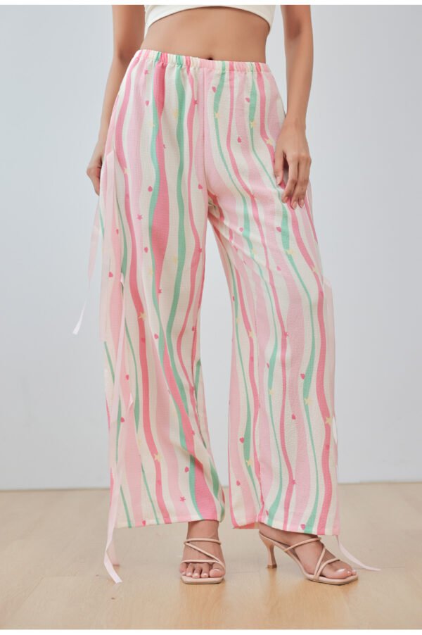 women's striped strap simple casual wide leg pants and vest set customized pinstar