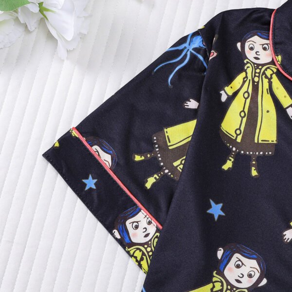 halloween printed lapel short sleeve shorts women pajama sets customized pinstar