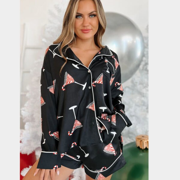 christmas pajama shorts set women's 2 piece cute cartoon sleepwear loungewear customized pinstar