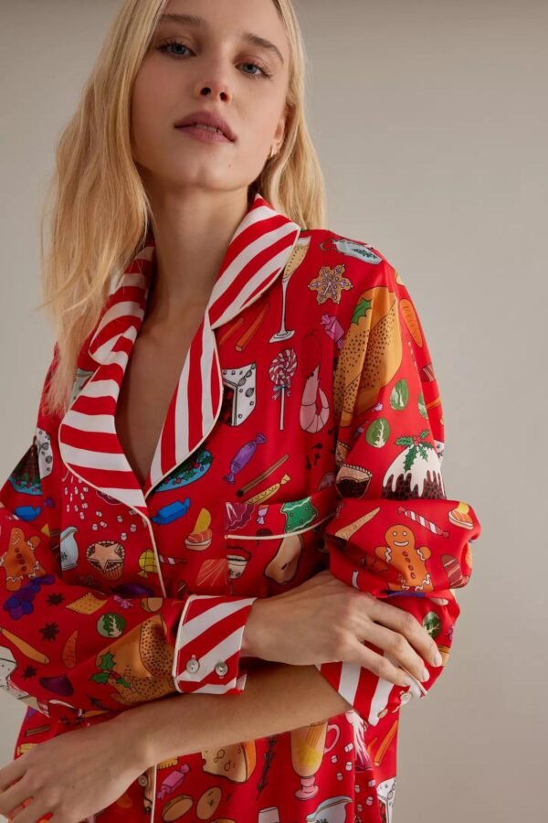 holiday feast long sleeve christmas pyjamas set customized pinstar