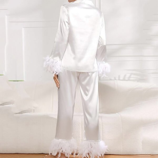 feather like ice silk long sleeve and long pant pajama set customized