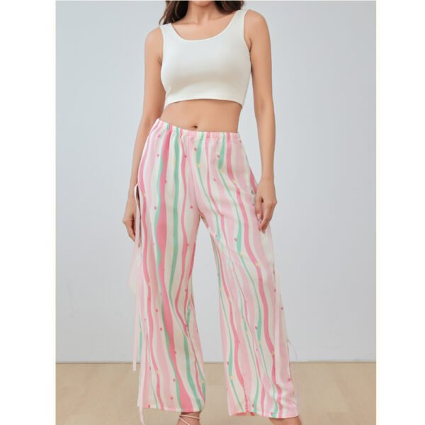 women's striped strap simple casual wide leg pants and vest set customized pinstar